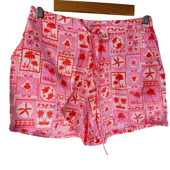 NEW Sigrid Olsen Sleepwear Size Pink Coral Tropical Notch Pajama 2 pcs Short Set - Picture 7 of 12